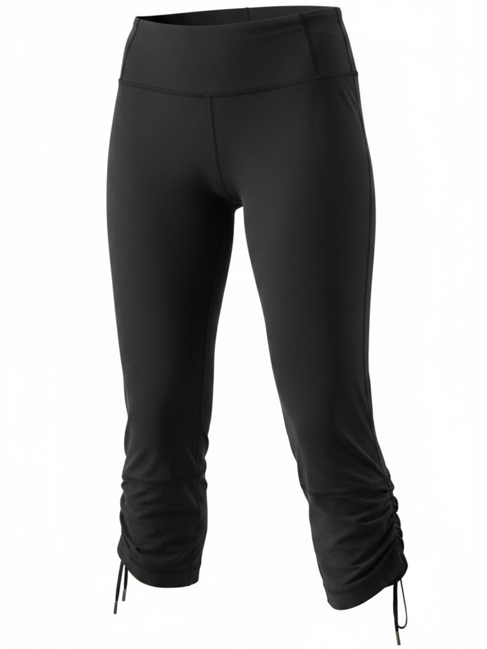 lululemon athletica Black Capri Leggings with Drawstring Ruched Ankles bow tie 6